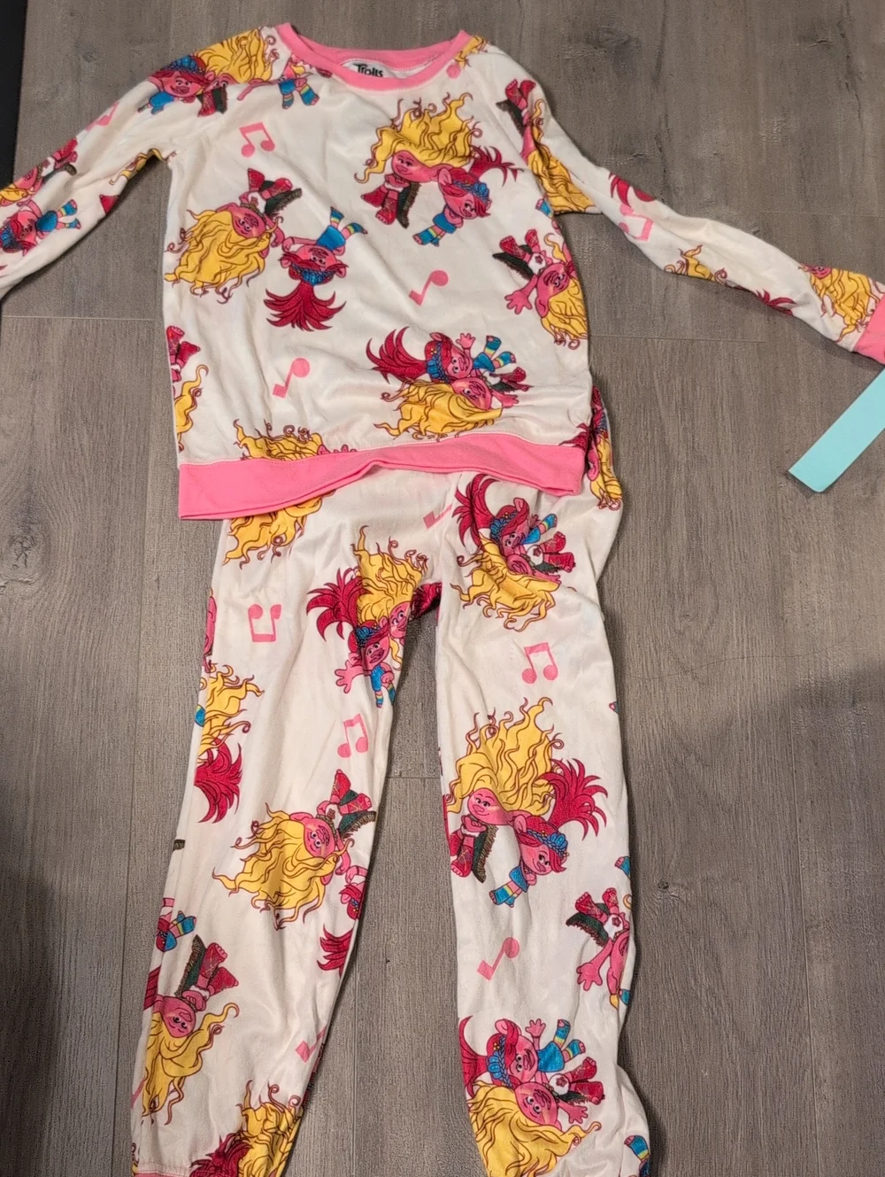 Trolls Cream Pink and Yellow Printed Women's Pajama Set